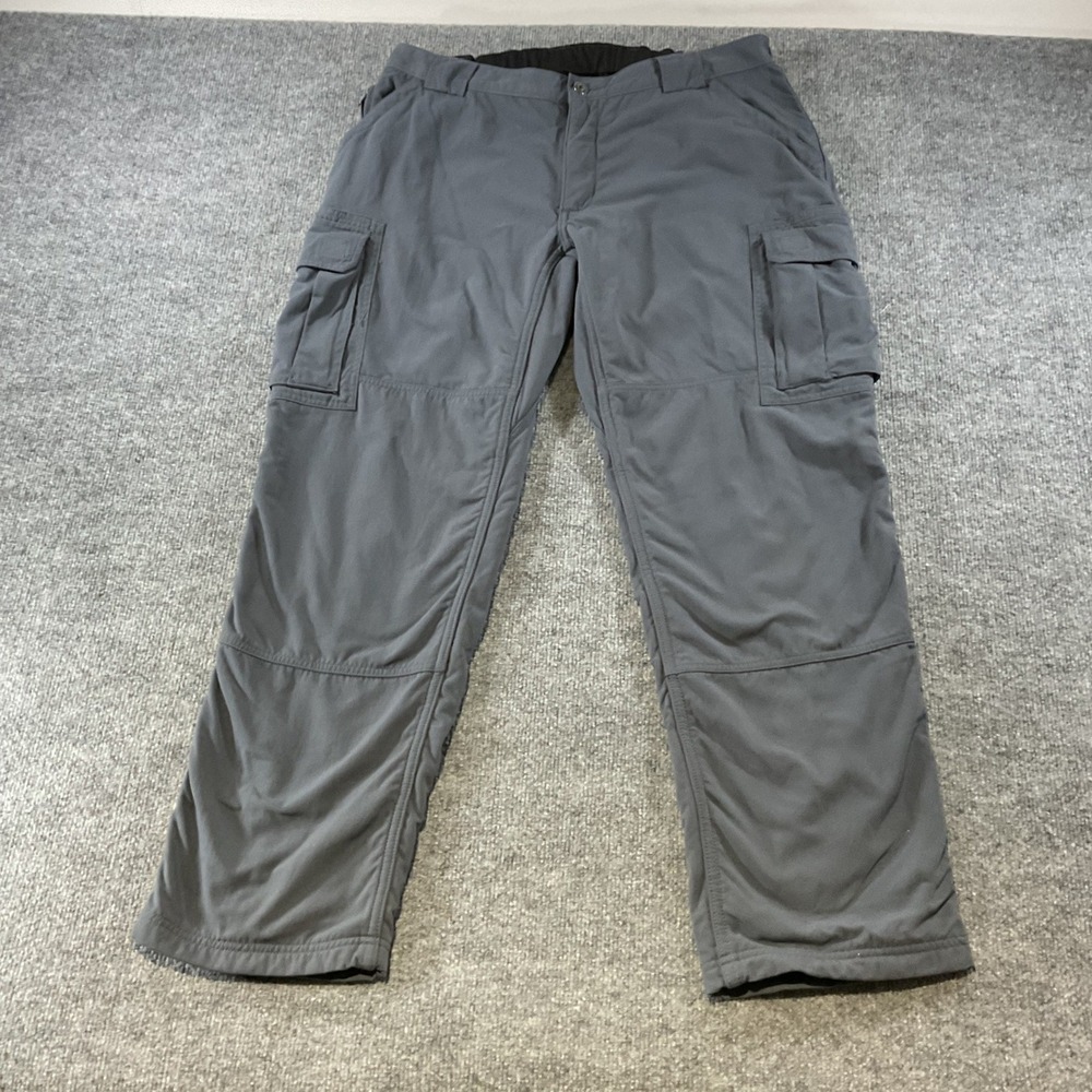 Duluth Trading Co Mens Fleece Lined Cargo Pants Grey Nylon Work Winter L x 32